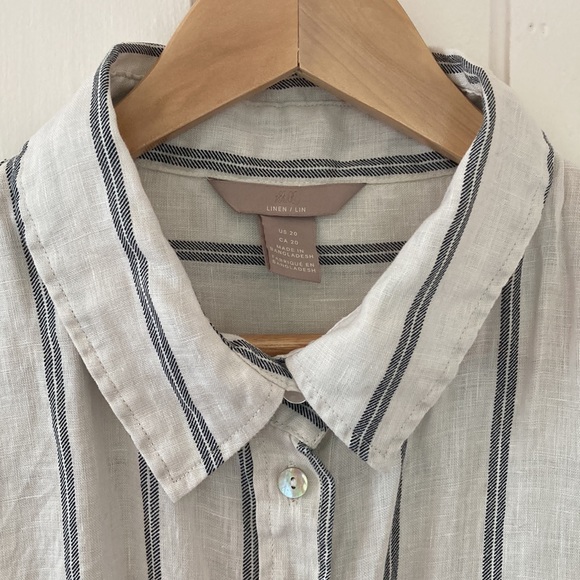 H&M Striped Linen Button Down Shirt - Picture 2 of 5